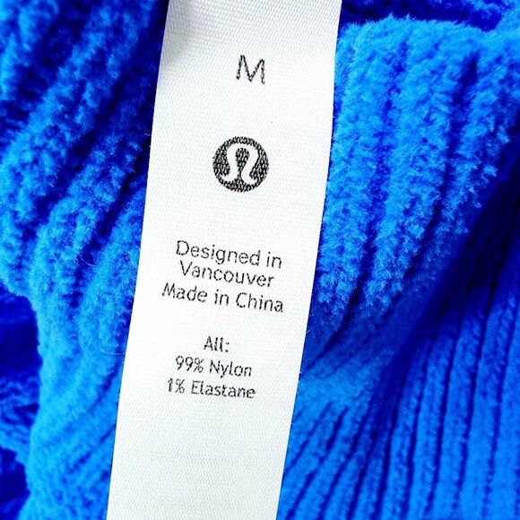 Lululemon Women's Pipe Dream Blue Cable-Knit Relaxed-Fit Turtle Neck Sweater M - Picture 7 of 9